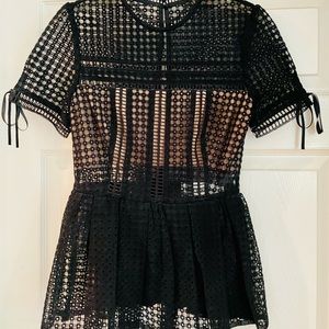 Self-Portrait peplum black top, size 2, XS